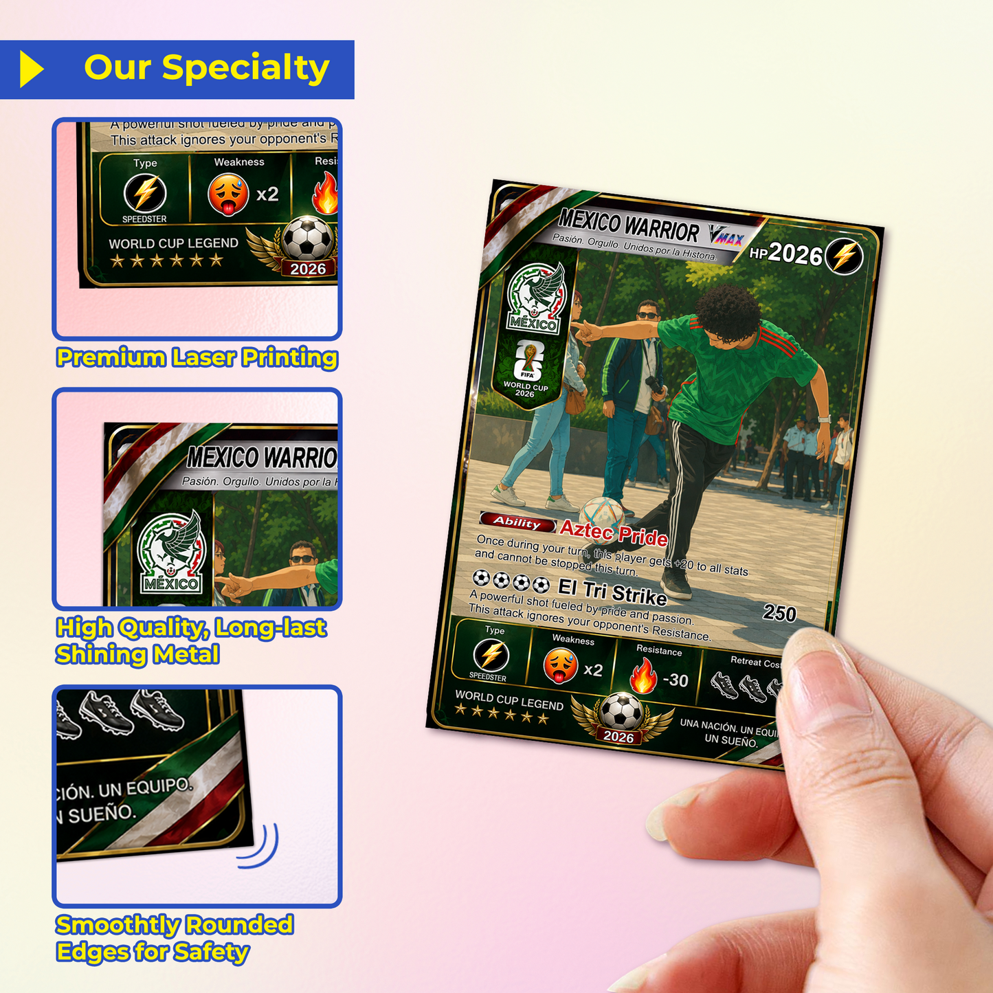 World Cup 2026 Custom Soccer Card, Personalized Football Trading Card, Pokémon-Style Fan Card with Photo, Unique Gift for Soccer Fans - CPC-WC-MEX