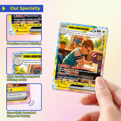 Back to School Personalized Pokémon Card - Custom Pokémon Card with Anime Picture for Kids, Students - First Day of School Gift from Parents - CPC-BTS-04