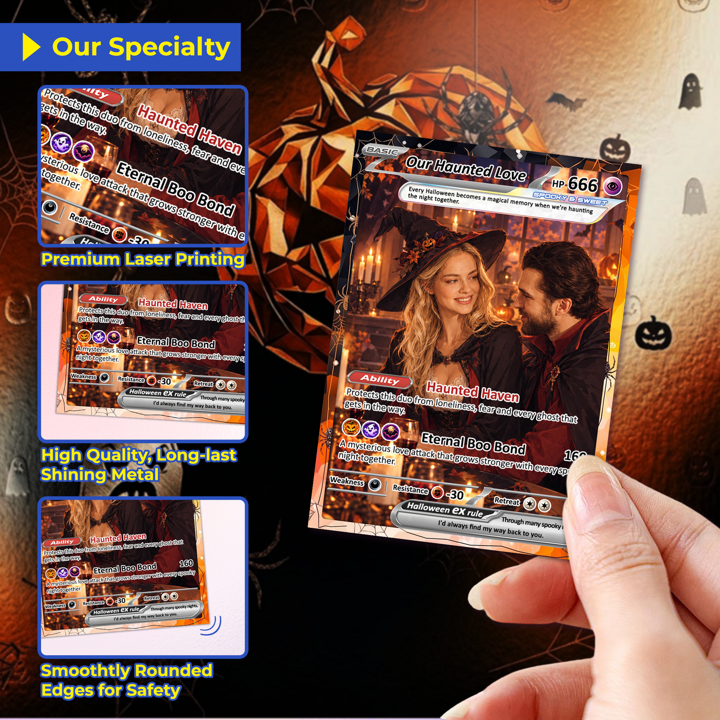 Halloween Personalized Pokemon Cards, Custom Pokémon Cards with Animated Photo, Gifts for Lovers, Husband and Wife - CPC-hlw-04