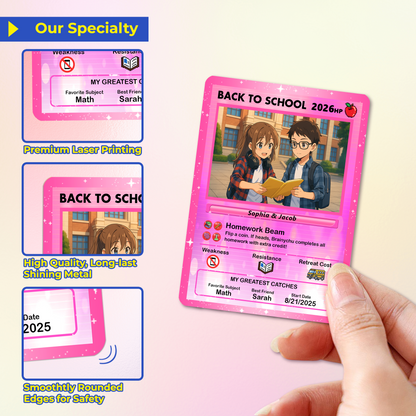 Anime Style Back to School Custom Pokemon Cards, Personalized Pokemon Card for First Day of School, Gift for Students, Son, Daughter - CPC-68