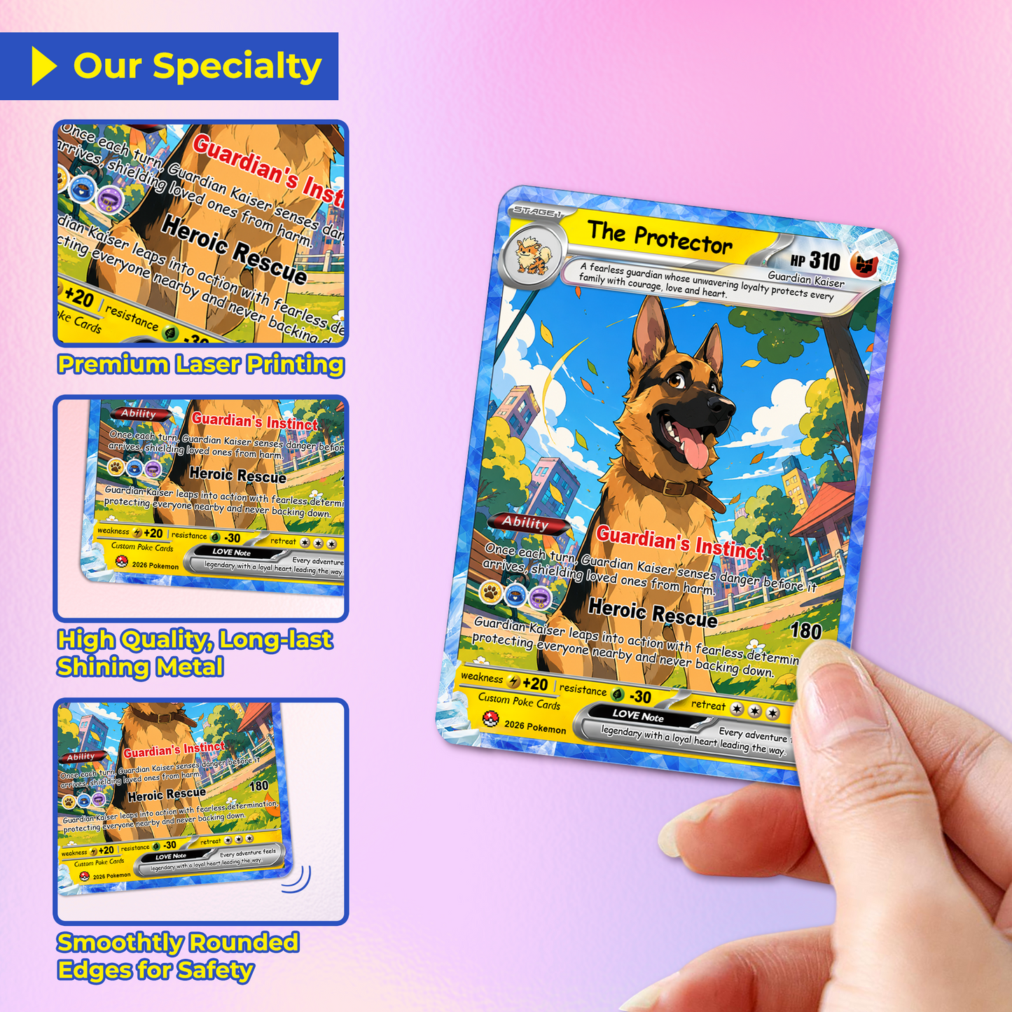 For Pet Lovers Custom Pokémon Card - Personalized Poke Cards by Pet Photo - Unique Gift for Dog Mom, Cat Mom, Dog Dad, Cat Dad - CPC-Pet-03