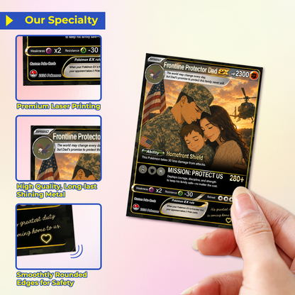 Special Edition for Military Dad Custom Pokémon Card - Father’s Day Personalized Pokémon Card for The Army Dad - Comic Anime Customizable Gift from Wife, Son & Daughter - CPC-143