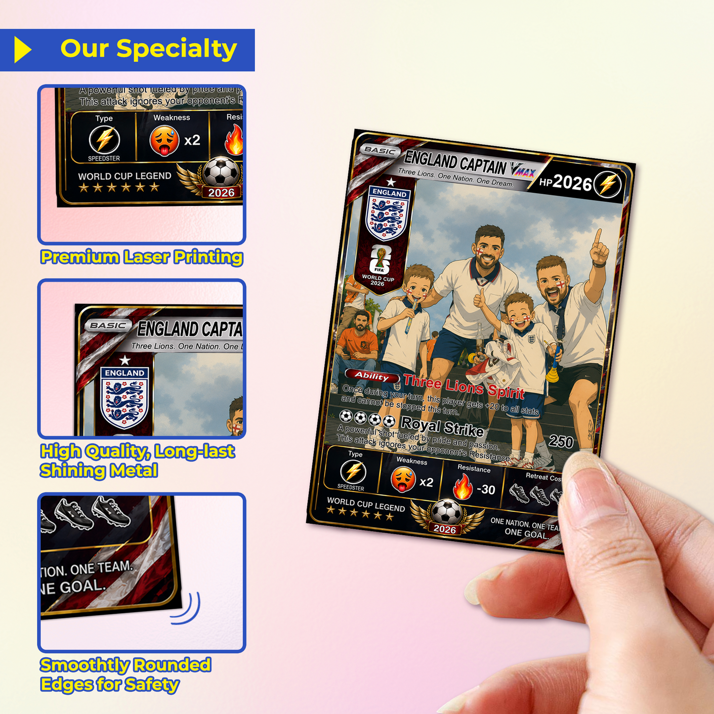 World Cup 2026 Custom Soccer Card, Personalized Football Trading Card, Pokémon-Style Fan Card with Photo, Unique Gift for Soccer Fans - CPC-WC-ENG