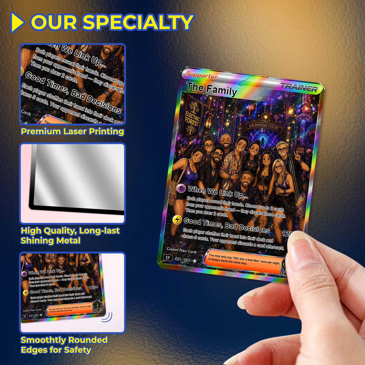Custom Friend Group Pokémon Card – Personalized Poke Card with Photo, Custom Festival Family Trading Card Gift for Friends - CPC-108