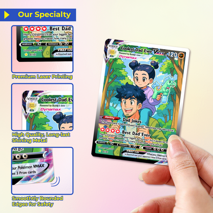 Coolest Dad Ever Pokemon Card, Custom Pokemon Card - Anime-Inspired Personalized Pokemon Card for Dad - Perfect Gift for Dad - CPC-55