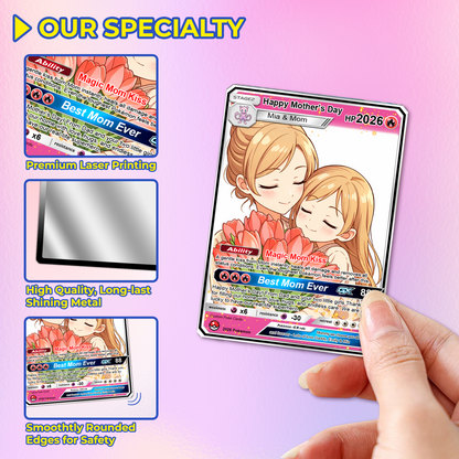 2026 Custom Mother’s Day Pokémon Card – Personalized Mom Gift from Daughter, Son | Ghibli - Anime Style Mom & Kids Card | Unique Gift 2026 - CPC-79