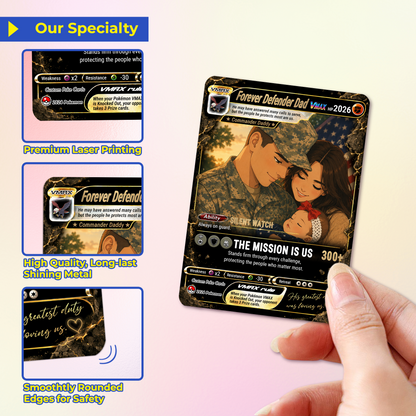 Special Edition Custom Pokémon Card for Military Dad - Father’s Day Personalized Pokémon Card for The Army Dad - Comic Anime Customizable Gift from Wife, Son & Daughter - CPC-142