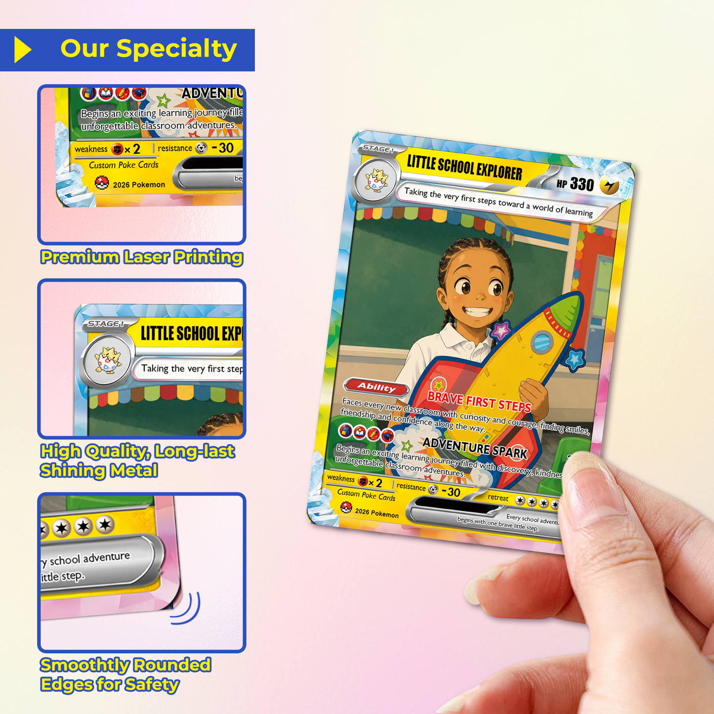 First Day of School Custom Anime Pokémon Card, Personalized Pokémon Card for Kids - Kindergarten Graduation Gift, First Grade Gift from Parents - CPC-BTS-11