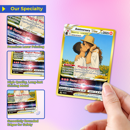 Anime Transformation Custom Pokemon Card - Personalized Poke Card for Couples - Holographic Effect Available - CPC-30.B