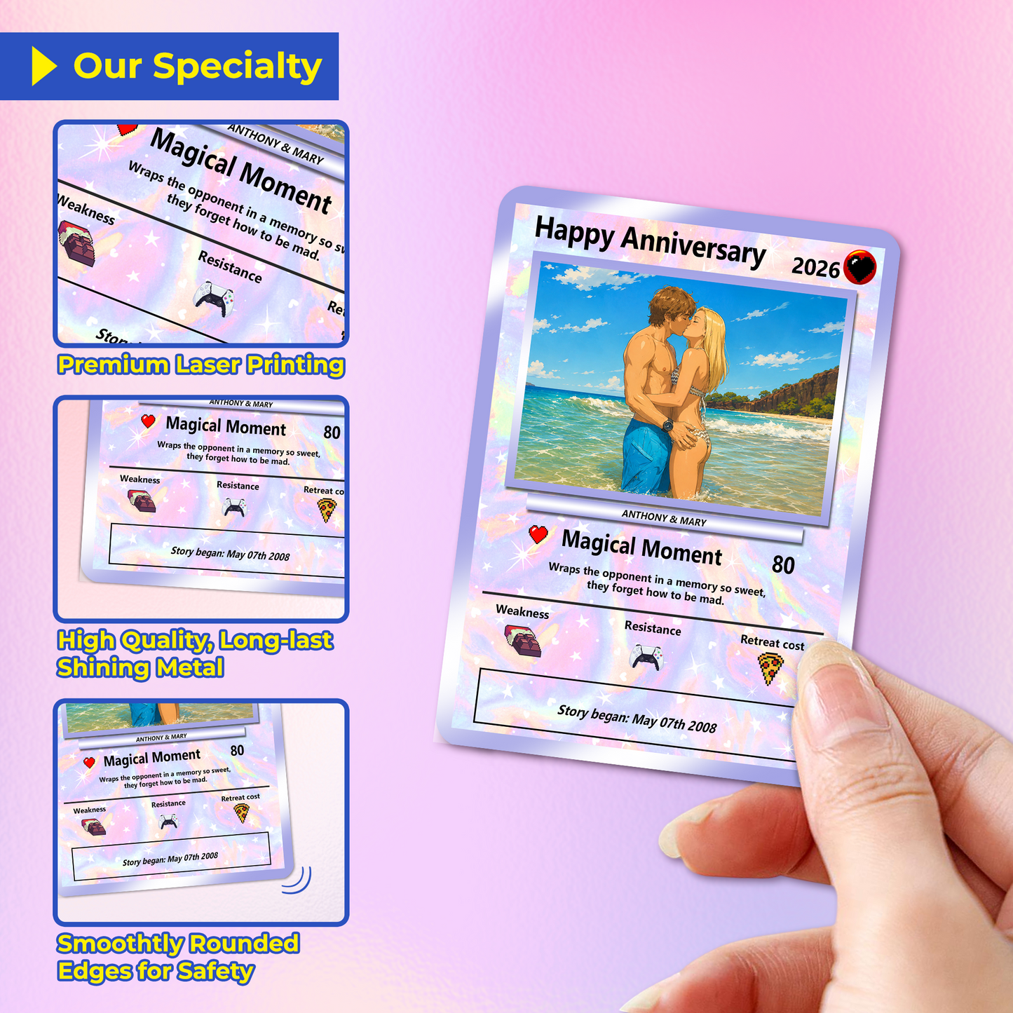 Anime-Inspired Ghibli Aesthetic Pocket Monster Gift - Custom Poke Card for Couple - Holographic Effect Available - CPC-23