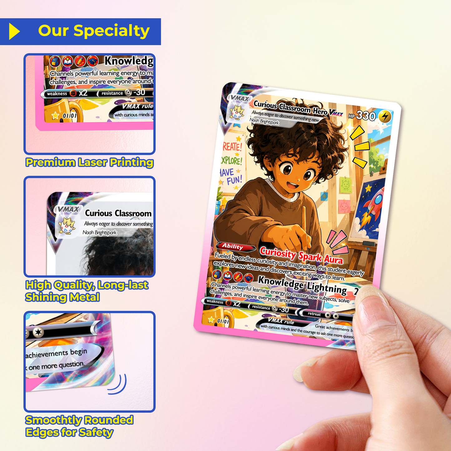 Back to School Personalized Pokémon Card - Custom Pokémon Card with Anime Picture for Kids, Students - First Day of School Gift from Parents - CPC-BTS-02
