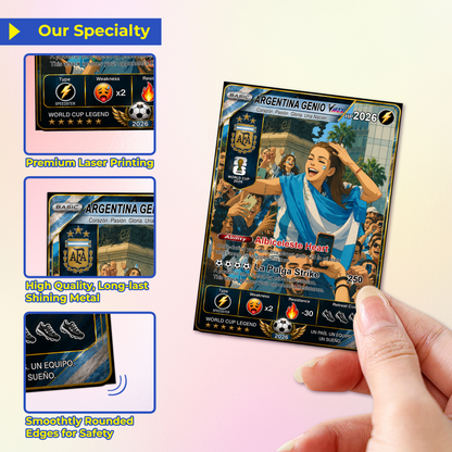 Custom World Cup 2026 Soccer Card, Personalized Football Trading Card, Pokémon-Style Fan Card with Photo, Unique Gift for Soccer Fans - CPC-WC-ARG