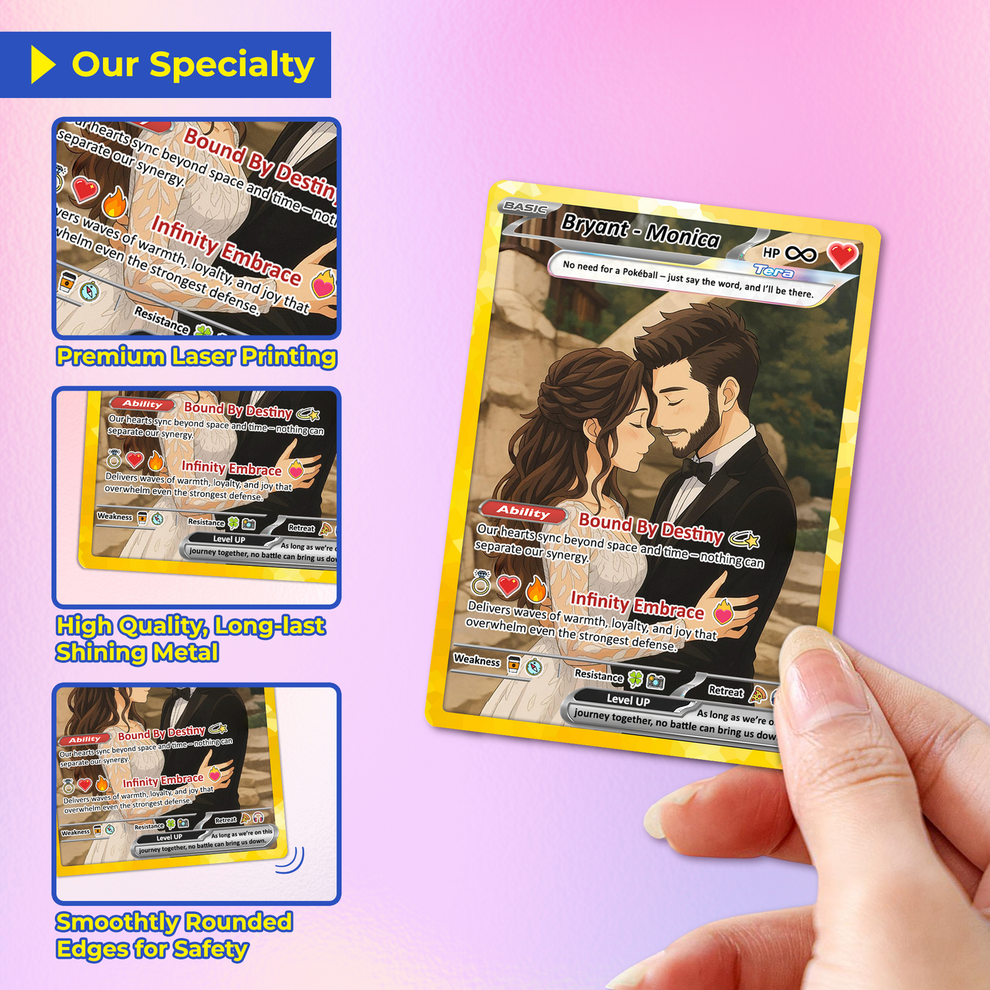 Custom Poke Card for Couple - Anime-Inspired Ghibli Aesthetic Pocket Monster Gift - Holographic Effect Available - CPC-20