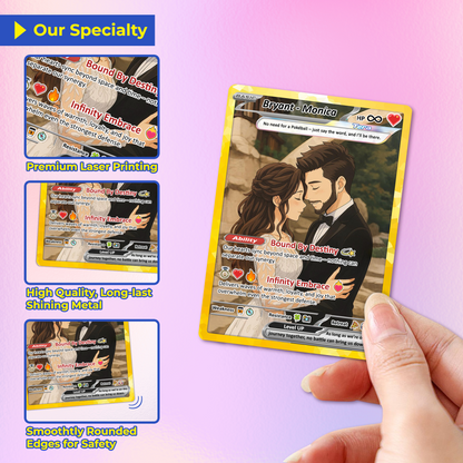 Custom Poke Card for Couple - Anime-Inspired Ghibli Aesthetic Pocket Monster Gift - Holographic Effect Available - CPC-20