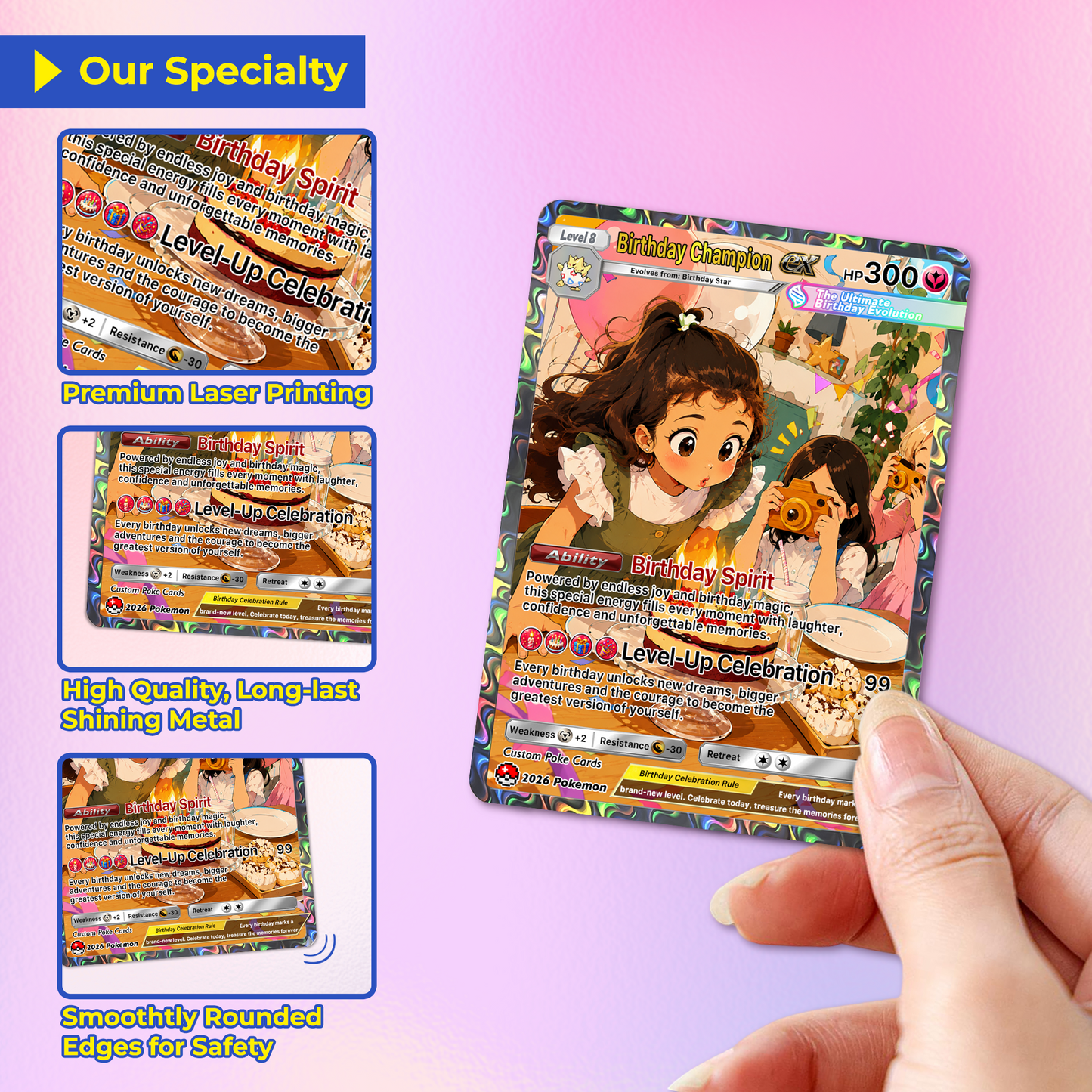 Happy Birthday Custom Pokémon Card - Personalized Pokémon Card for Date of Birth - Customizable Pokémon Gift from Parents, Grandparents for Kids - CPC-DOB-01