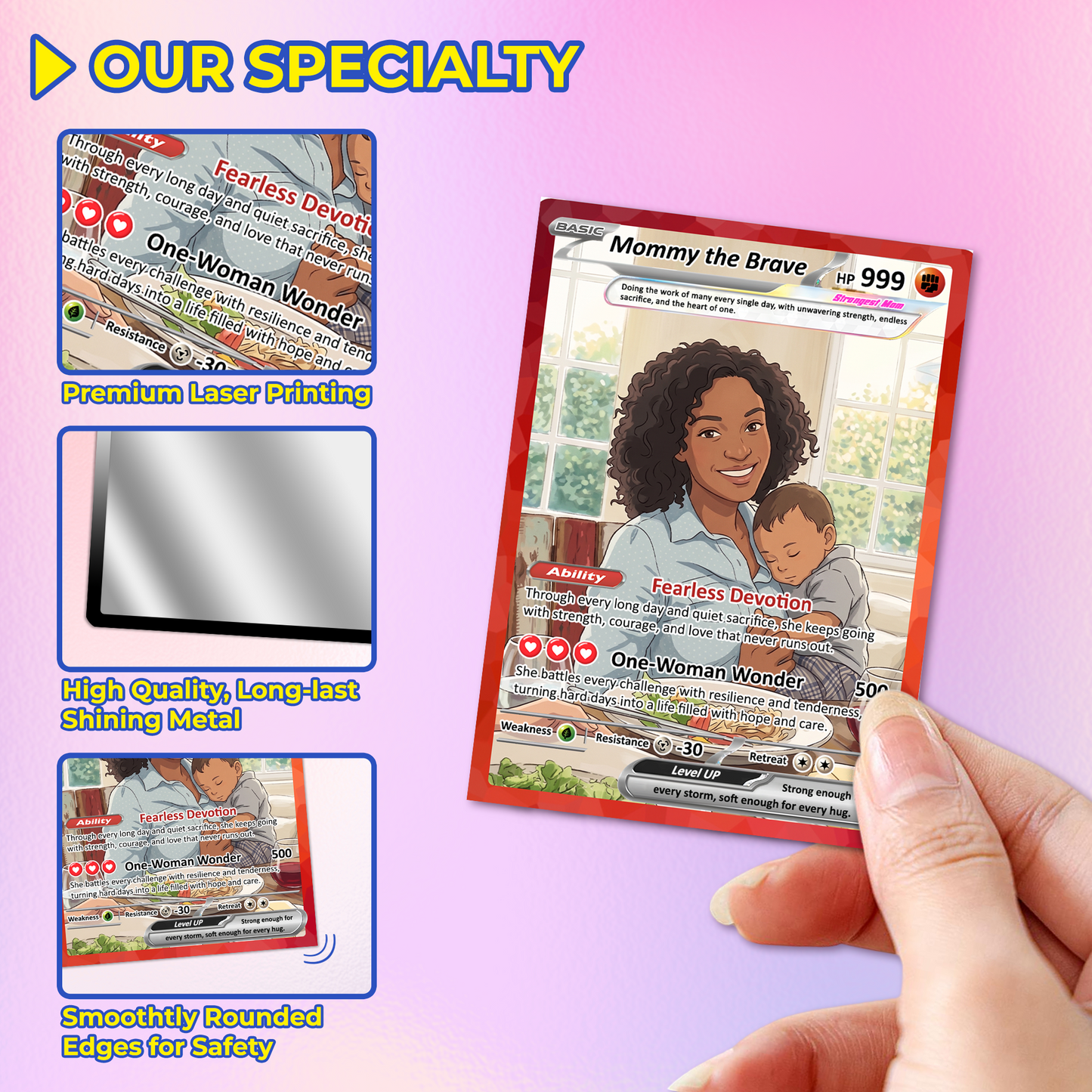 For Single Mom Happy Mother's Day Custom Pokémon Card - Anime-Inspired Personalized Mother’s Day Gift for the Strongest Mom Ever | Gift for Single Moms - Customizable Trading Cards - CPC-103