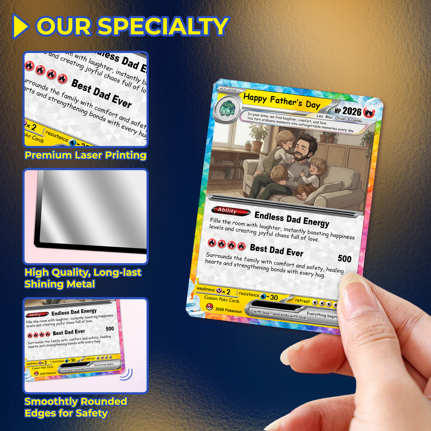2026 Father's Day Custom Pokemon Card - Anime-Inspired Personalized Pokemon Card for Dad - Perfect Gift for Dad - CPC-107.B