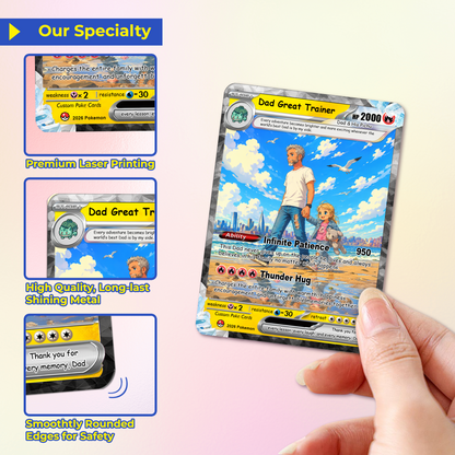 Happy Father's Day Custom Pokémon Card - Comic Anime Style Personalized Pokémon Card for Dad - Perfect Gift for Dad - CPC-116