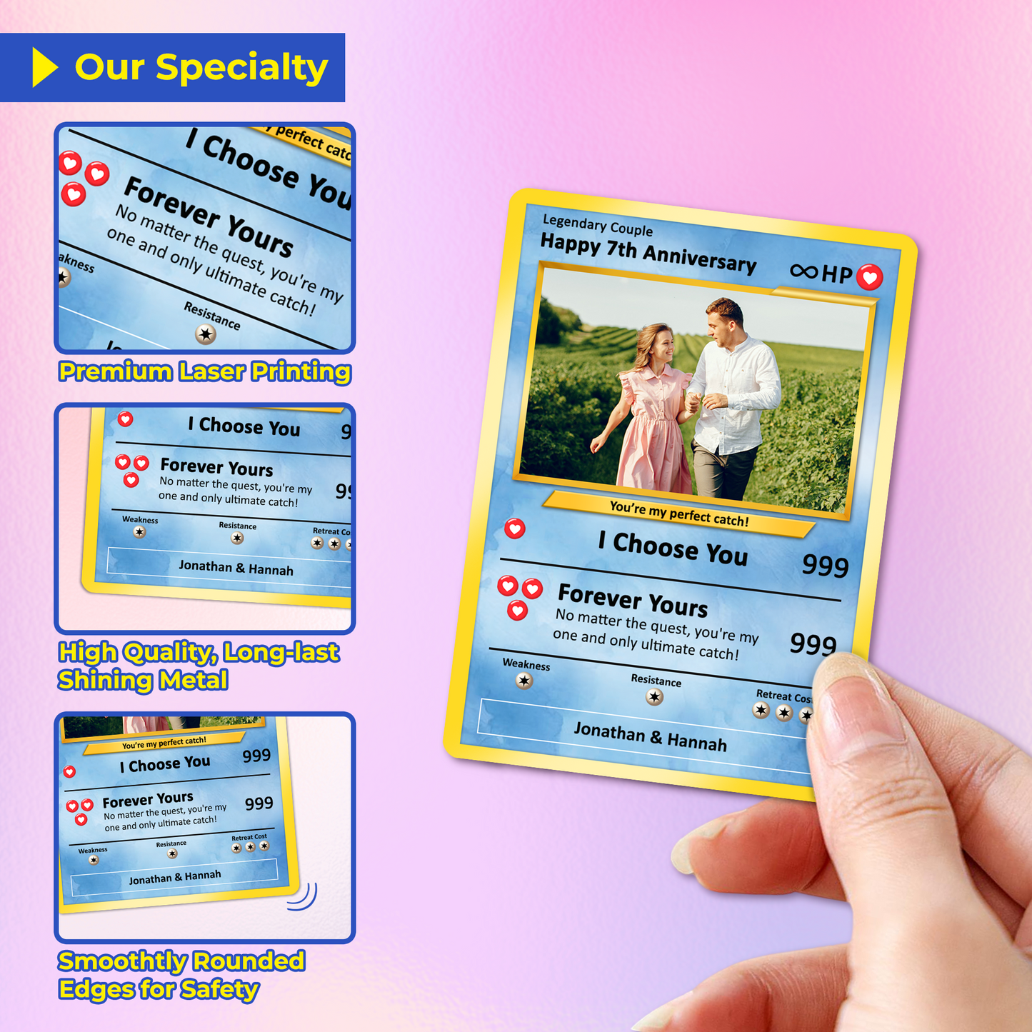 Personalized Pokemon Card for Couples with Anime Style - Custom Couple Pokemon Card for Him Her - Custom Names Anniversary - CPC-36