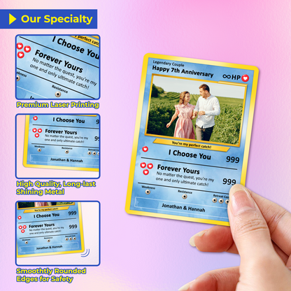 Personalized Pokemon Card for Couples with Anime Style - Custom Couple Pokemon Card for Him Her - Custom Names Anniversary - CPC-36