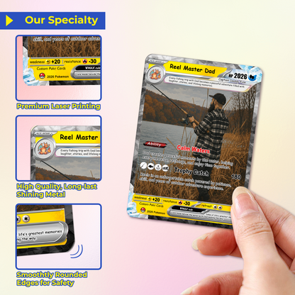 Fishing Dad Custom Pokémon Card for Father's Day - Father’s Day Personalized Pokémon Card for Fishing Lovers - Comic Anime Customizable Gift from Wife, Son & Daughter - CPC-138