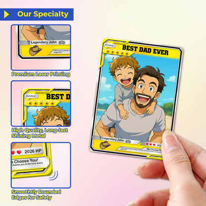 Custom Pokemon Card  - Anime-Inspired Personalized Pokemon Card for Dad | Daddy & Me Customized Poke Gift - Customizable Trading Cards - CPC-16