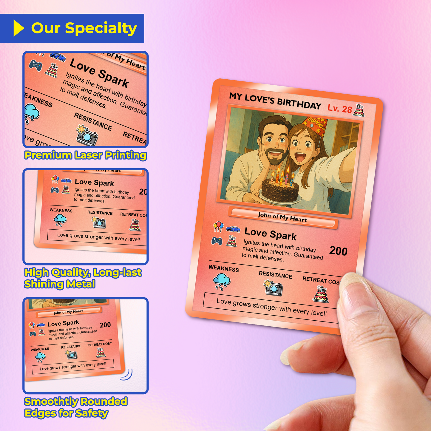 Customizable Pokemon Cards for Birthday, Anime Transformation Personalized Pokemon Card, Birthday Custom Pokemon Card for Couples - CPC-45