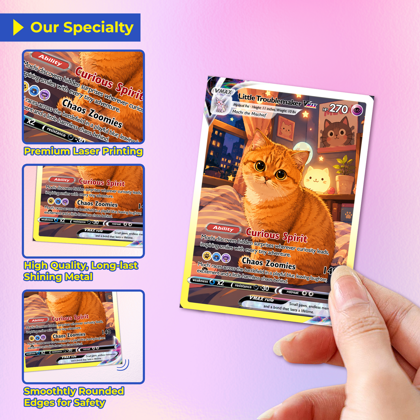 Custom Pokémon Card For Cat Lovers - Personalized Poke Cards with Animated Cat Photo - Unique Gift for Cat Mom, Cat Dad - CPC-Pet-06