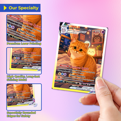 Custom Pokémon Card For Cat Lovers - Personalized Poke Cards with Animated Cat Photo - Unique Gift for Cat Mom, Cat Dad - CPC-Pet-06