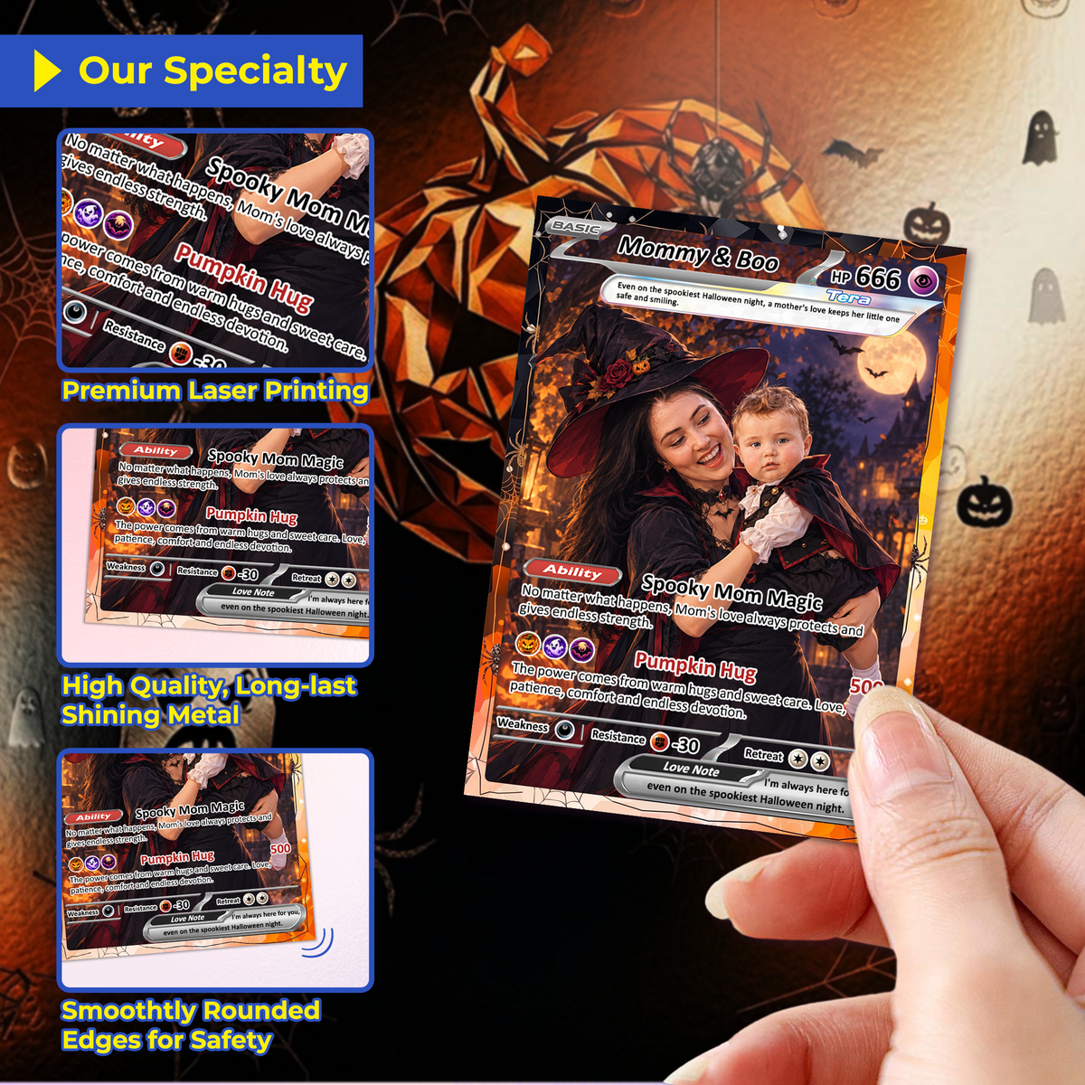 Custom Pokémon Card for Girlfriend & Wife, Halloween Anime Transformation Metal Card, Personalized Romantic Gift for Her, Custom Halloween Gift from Husband & Boyfriend - CPC-hlw-07