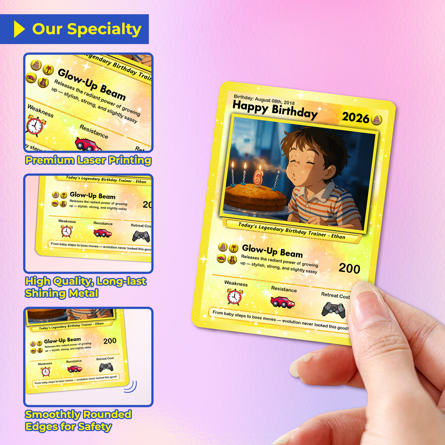 Happy Birthday Custom Pokémon Card, Personalized Pokémon Card for Date of Birth - CPC-11