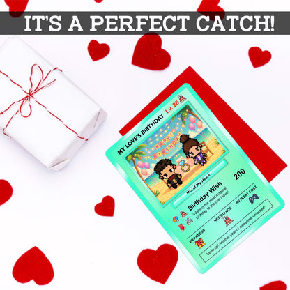 Birthday Custom Pokémon Card for Couples, Pixel Characters & Photo Upload Personalized Pokemon Card, Customizable Pokemon Cards for Birthday - CPC-14