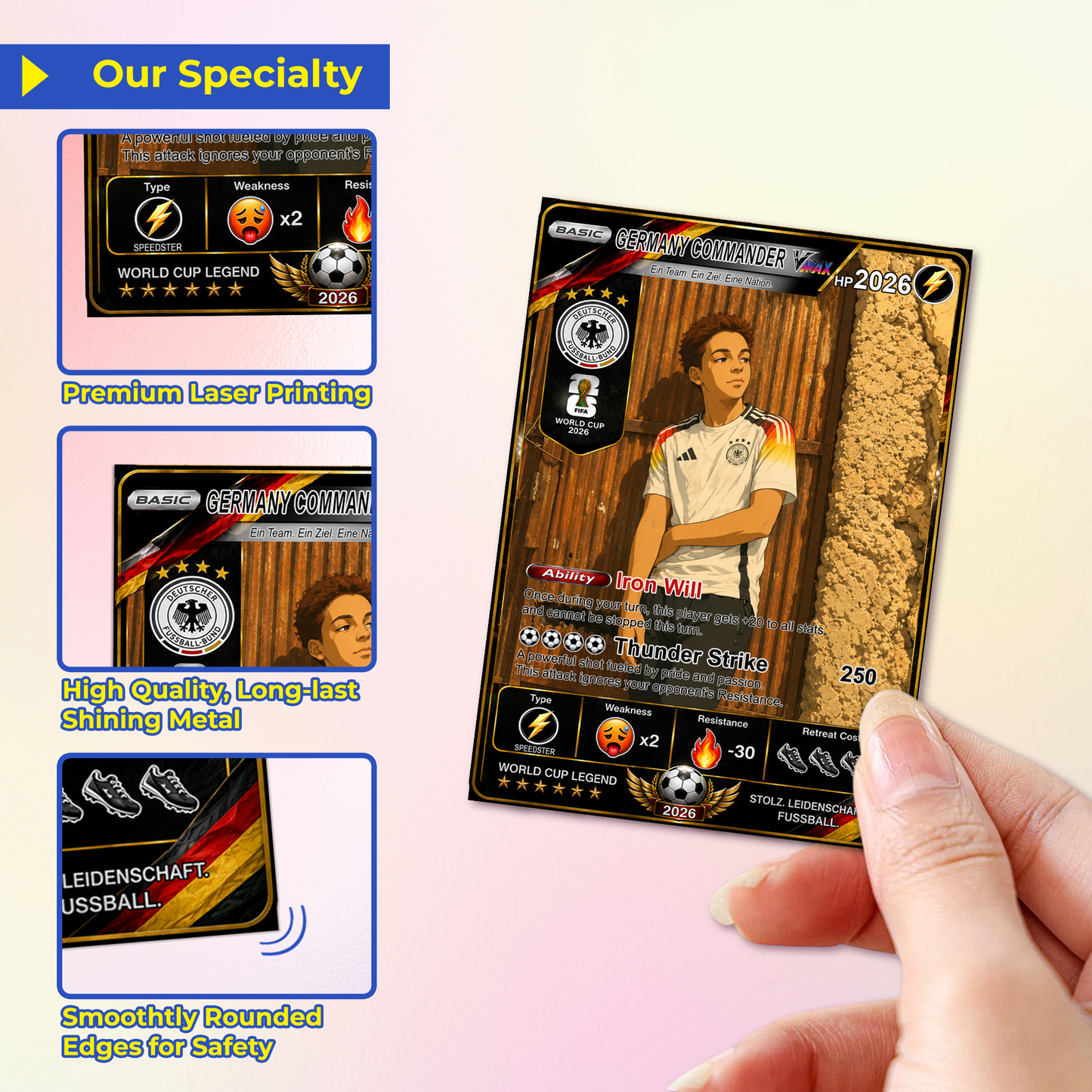 World Cup 2026 Custom Soccer Card, Personalized Football Trading Card, Pokémon-Style Fan Card with Photo, Unique Gift for Soccer Fans - CPC-WC-GER