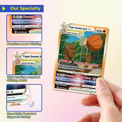 Basketball Dad Custom Pokémon Card for Father's Day - Father’s Day Personalized Pokémon Card for Sport Dad - Comic Anime Customizable Gift from Supporter, Wife, Son & Daughter - CPC-137