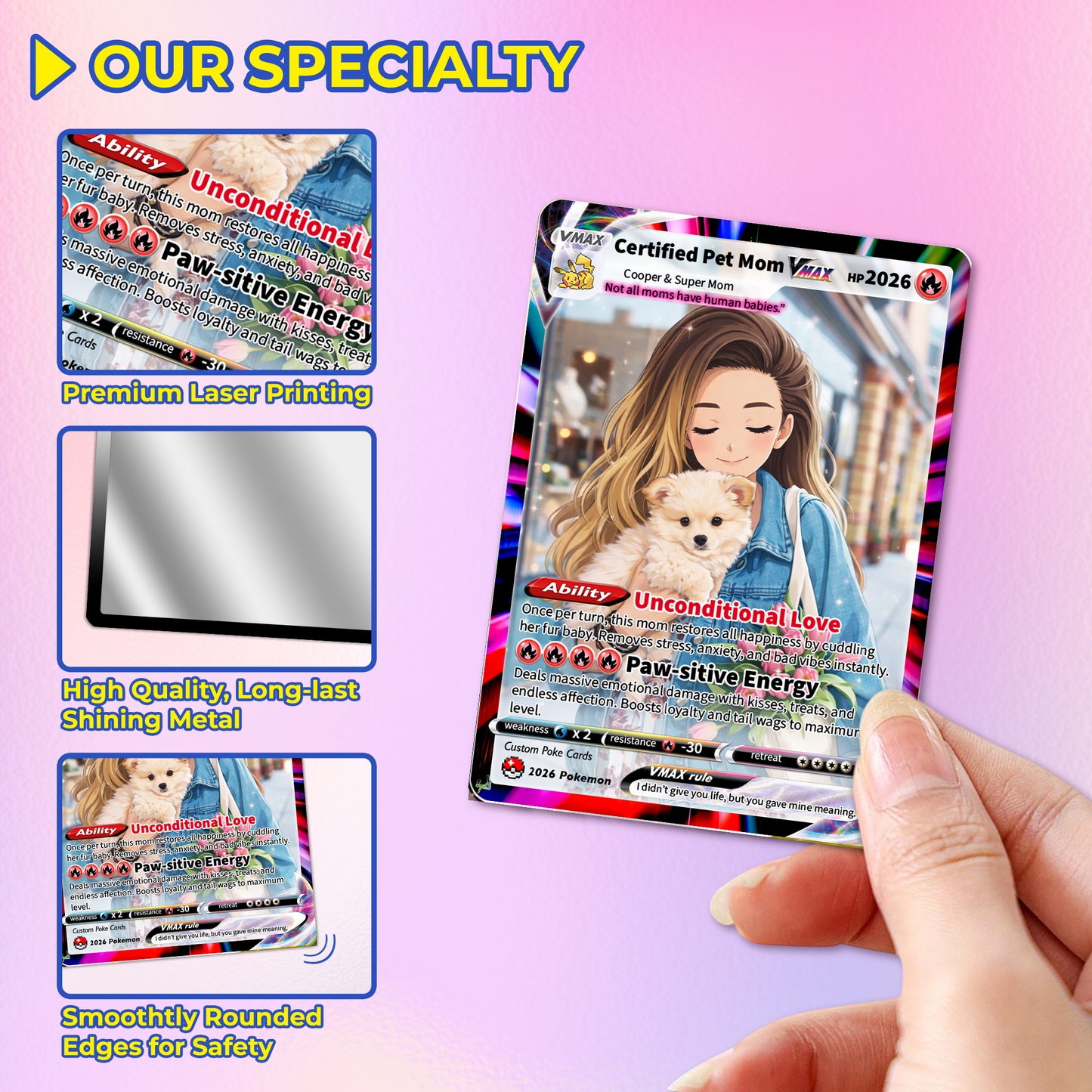 Custom Pet Mom Pokémon Card – Personalized Dog Mom Mother's Day Gift - Customizable Gift from Husband Daughter, Son | Ghibli - Anime Style Trading Card - CPC-83