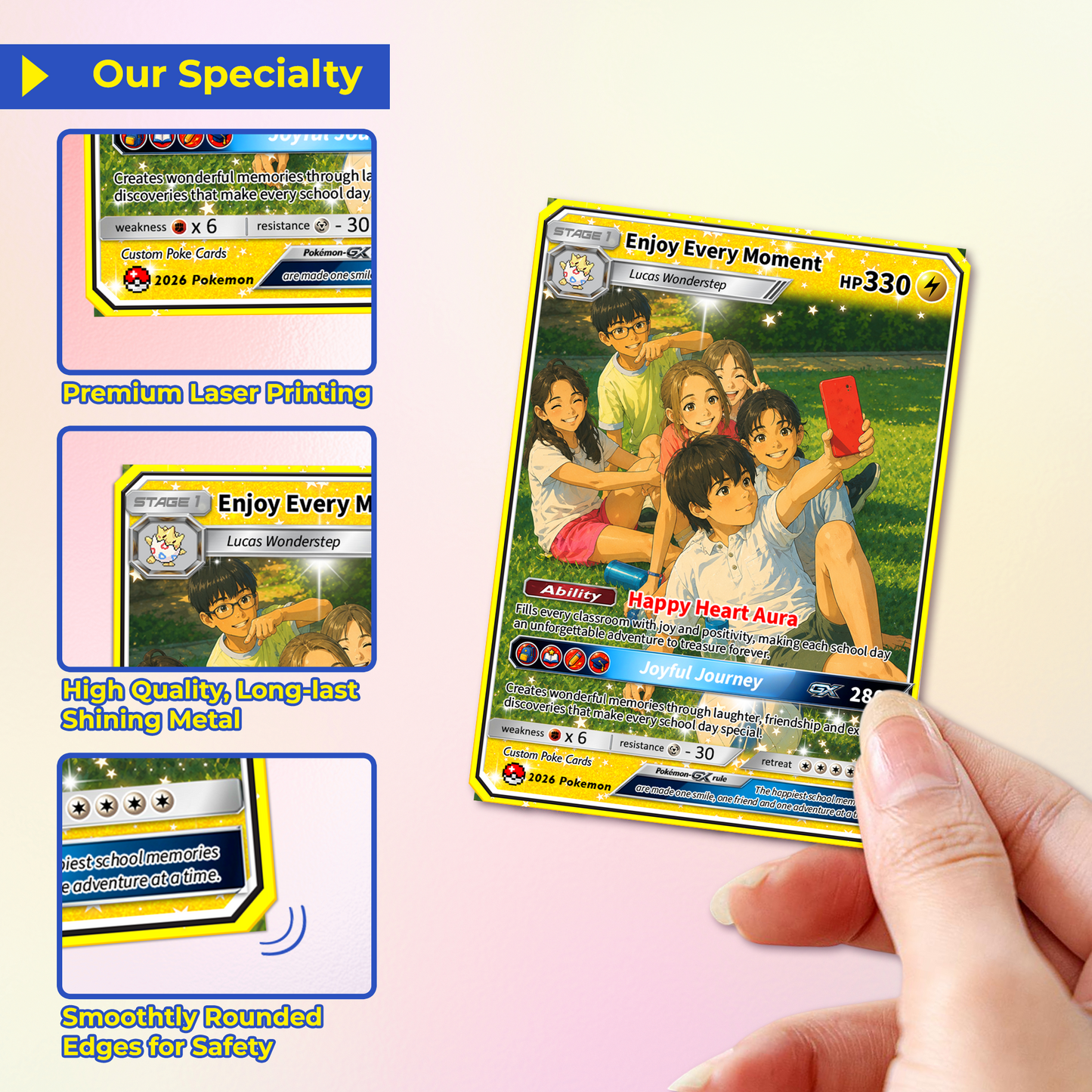 Enjoy Every Moment Custom Pokémon Card - Back to School Personalized Pokémon Card, Animated Gift Card for Kids, Students - First Day of School Gift from Parents - CPC-BTS-21