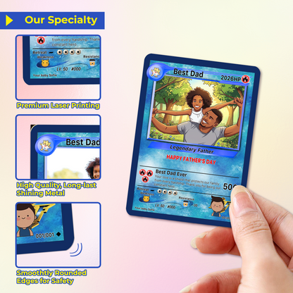 Happy Father's Day Custom Pokémon Card - Anime Styles Personalized Pokémon Card for Dad - Perfect Classic Pokémon Card from Wife & Kids - CPC-110