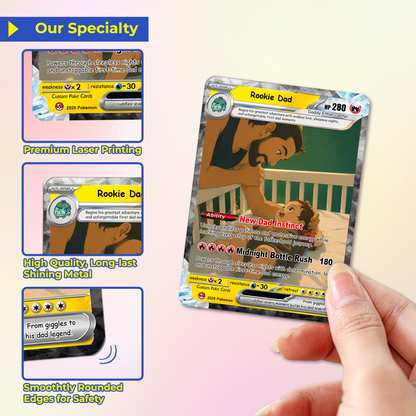 First-Time Dads Custom Pokémon Card - Comic Anime Style Personalized Pokémon Card for First Father’s Day - Perfect Gift for New Dads - CPC-126