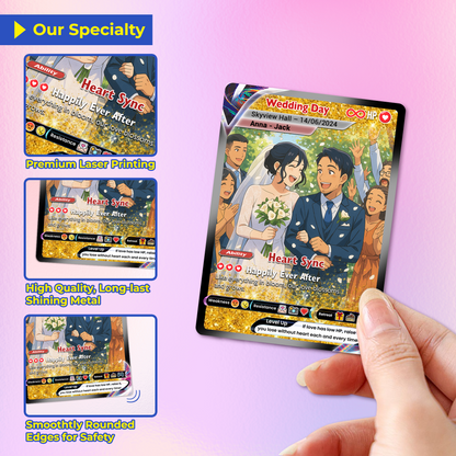Personalized Pokémon Card with Wedding Day & Location, Anime Style Custom Pokémon Cards - CPC-05