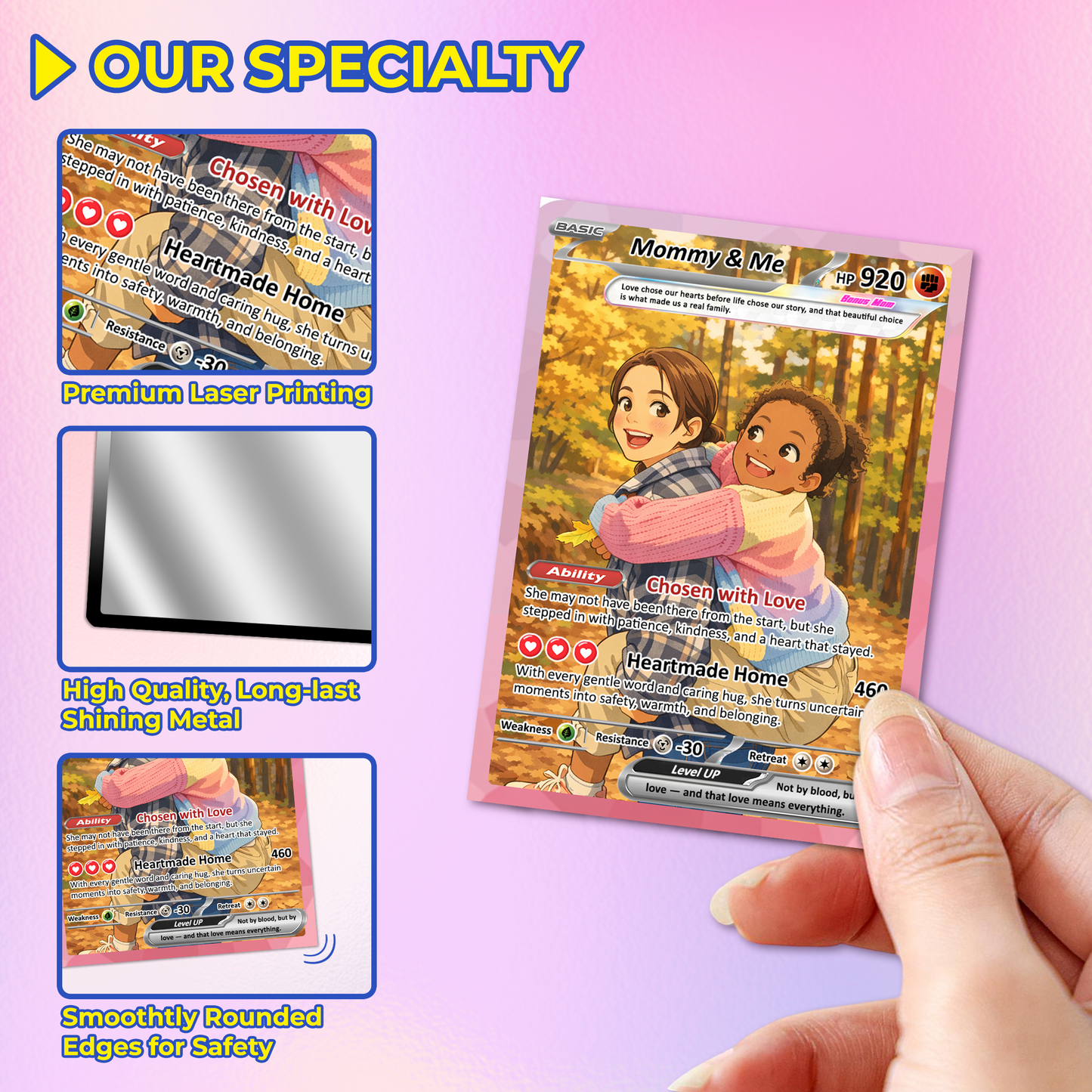 For Step Mom Happy Mother's Day Custom Pokémon Card - Personalized Bonus Mom Gift for Mother’s Day | Mommy & Me Customized Poke Gift - Customizable Trading Cards - CPC-101