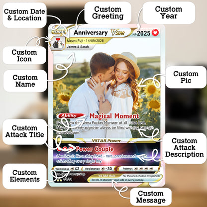 Anime Transformation Custom Pokemon Card - Personalized Poke Card for Couples - Holographic Effect Available - CPC-30