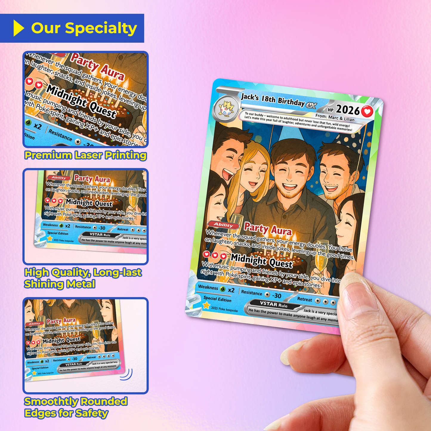 Custom Pokemon Card Birthday, Personalized Pocket Monster Style Gifts for Date of Birth, Best Anime-Inspired Cards for Friends, Son, Daughter, Partner - CPC-56