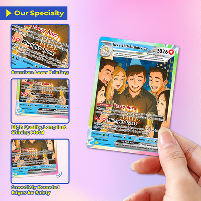 Custom Pokemon Card Birthday, Personalized Pocket Monster Style Gifts for Date of Birth, Best Anime-Inspired Cards for Friends, Son, Daughter, Partner - CPC-56