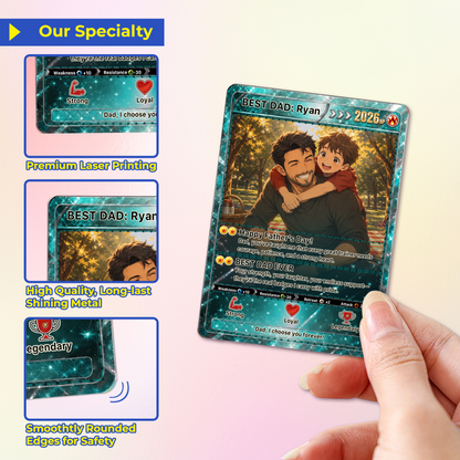 Happy Father's Day Custom Pokémon Card - Anime Styles Personalized Pokémon Card for Dad - Perfect Classic Pokémon Card from Wife & Kids - CPC-112