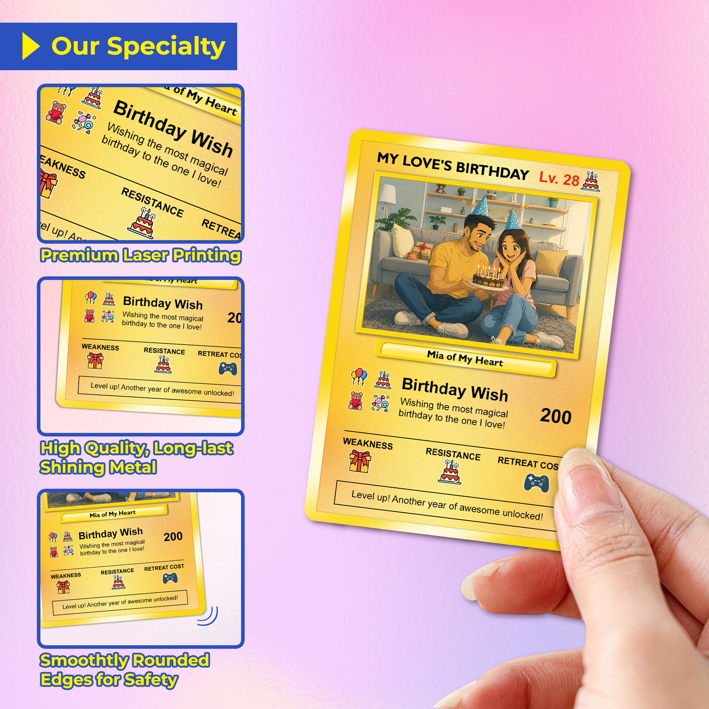 Birthday Custom Pokémon Card for Couples, Pixel Characters Personalized Pokémon Card, Customizable Pokémon Cards for Birthday - CPC-14.A