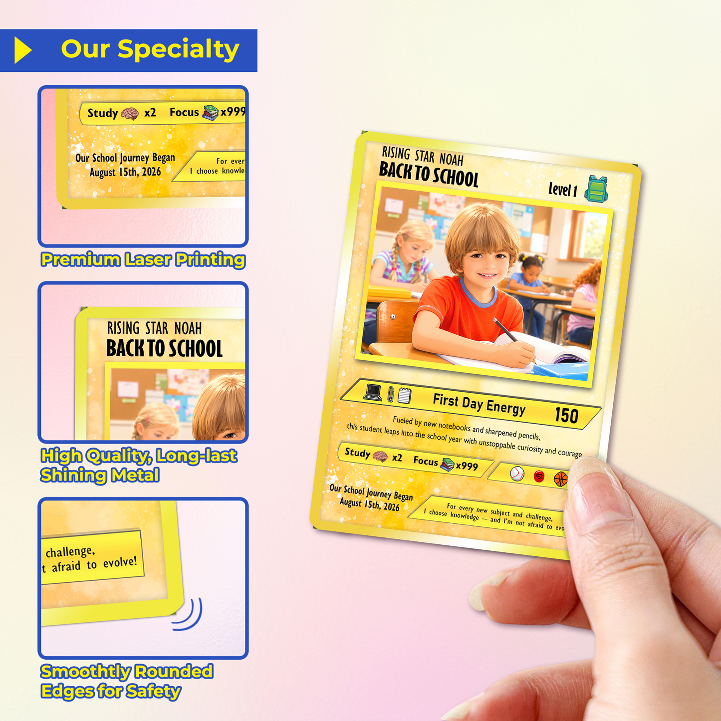 Back to School Custom Pokémon Card - Personalized Pokémon Card with Anime Picture for Kids, Students - First Day of School Gift from Parents - CPC-146.A