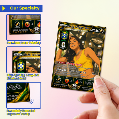 Personalized World Cup 2026 Soccer Card, Custom Football Trading Card, Pokémon-Style Fan Card with Photo, Unique Gift for Soccer Fans - CPC-WC-BRA