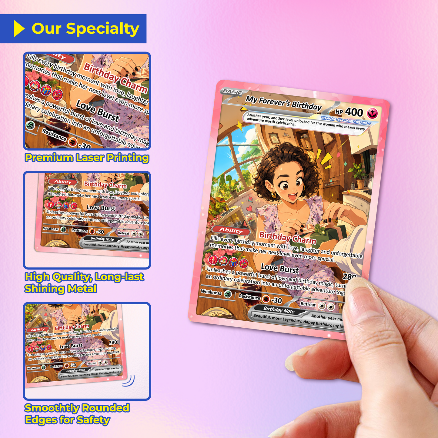 Happy Birthday Custom Pokémon Card for Her - Personalized Pokémon Card by Animated Photo - Customizable Pokémon Gift from Boyfriend, Husband for Girlfriend & Wife - CPC-DOB-06