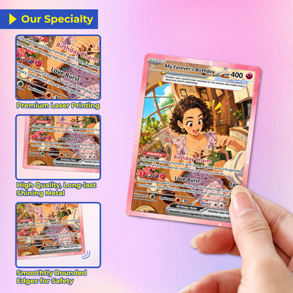 Happy Birthday Custom Pokémon Card for Her - Personalized Pokémon Card by Animated Photo - Customizable Pokémon Gift from Boyfriend, Husband for Girlfriend & Wife - CPC-DOB-06
