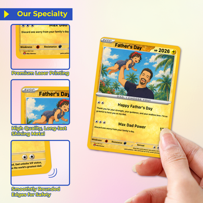 Funny Father’s Day Personalized Pokémon Card - Custom Pokémon Card for Trainer Dad - Comic Anime Style Customizable Gift from Supporter, Wife, Son & Daughter - CPC-111.B